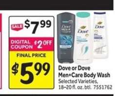 Dove or Dove Men+Care Body Wash