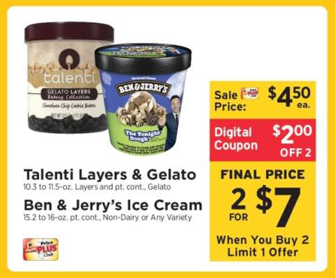 Talenti Layers & Gelato, Ben & Jerry’s Ice Cream