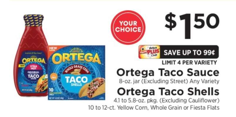 Ortega Taco Sauce or Taco Shells