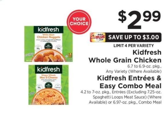 Kidfresh Whole Grain Chicken & Kidfresh Entrées & Easy Combo Meal