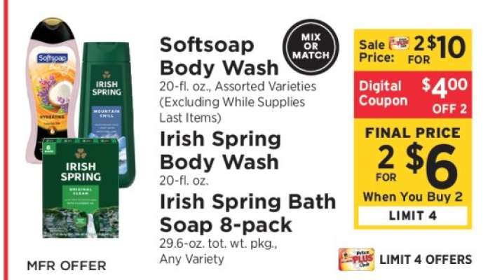 Softsoap Body Wash / Irish Spring Body Wash / Irish Spring Bath Soap 8-pack