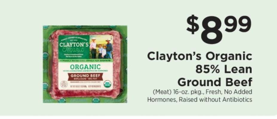 Clayton's Organic 85% Lean Ground Beef