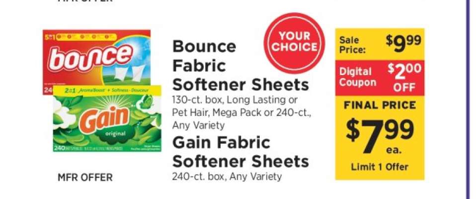Bounce & Gain Fabric Softener Sheets
