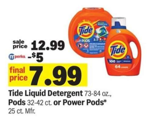 Tide Liquid Detergent, Pods or Power Pods
