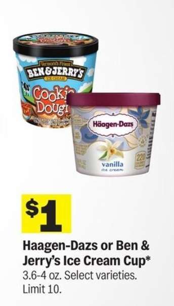 Haagen-Dazs or Ben & Jerry's Ice Cream Cup