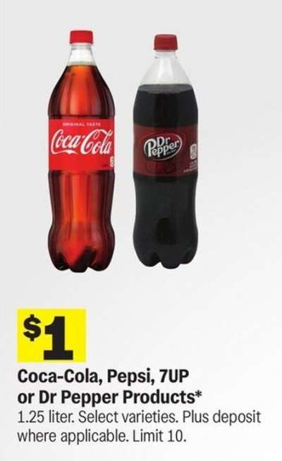 Coca-Cola, Pepsi, 7UP or Dr Pepper Products*