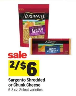 Sargento Shredded or Chunk Cheese*