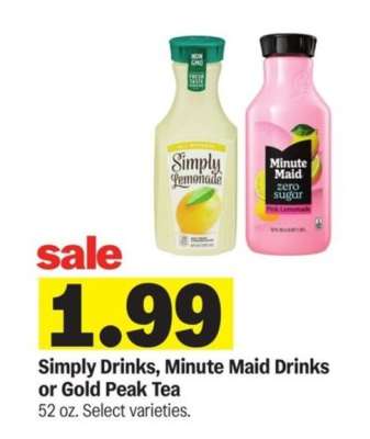 Simply Drinks, Minute Maid Drinks or Gold Peak Tea