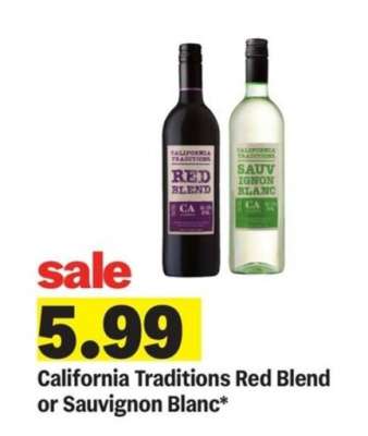California Traditions Red Blend or Sauvignon Blanc