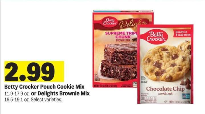 Betty Crocker Pouch Cookie Mix or Delights Brownie Mix