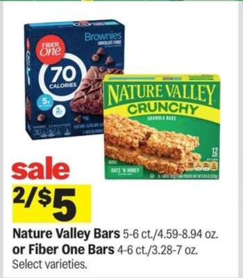 Nature Valley Bars or Fiber One Bars