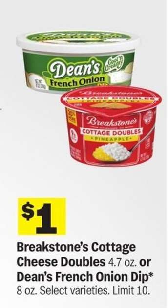 Breakstone’s Cottage Cheese Doubles or Dean’s French Onion Dip