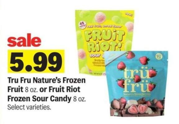 Tru Fru Nature's Frozen Fruit or Fruit Riot Frozen Sour Candy