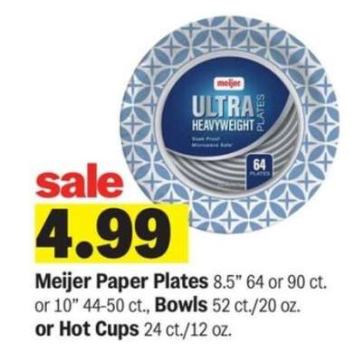 Meijer Paper Plates, Bowls, or Hot Cups