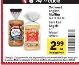Oroweat English Muffins / Sara Lee Bagels