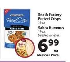 Snack Factory Pretzel Crisps & Sabra Hummus