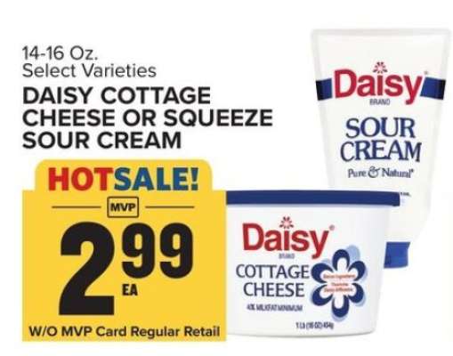Daisy Cottage Cheese or Squeeze Sour Cream