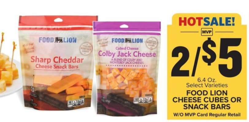 Food Lion Cheese Cubes or Snack Bars