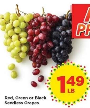 Red, Green or Black Seedless Grapes