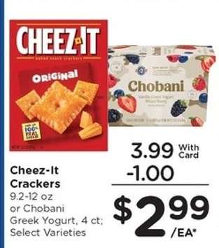 Cheez-It Crackers or Chobani Greek Yogurt