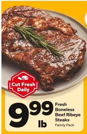 Fresh Boneless Beef Ribeye Steaks