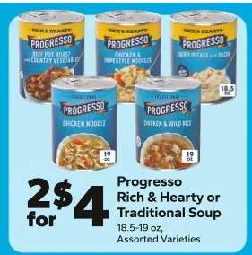 Progresso Rich & Hearty or Traditional Soup