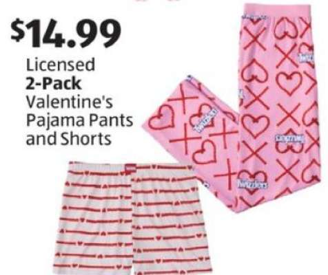 Licensed 2-Pack Valentine's Pajama Pants and Shorts
