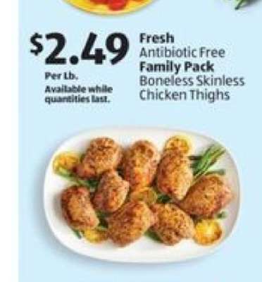 Fresh Antibiotic Free Family Pack Boneless Skinless Chicken Thighs