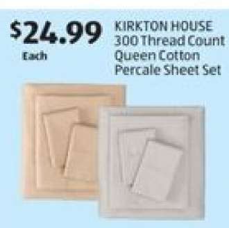 KIRKTON HOUSE 300 Thread Count Queen Cotton Percale Sheet Set