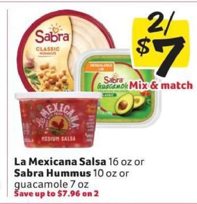 La Mexicana Salsa or Sabra Hummus or Guacamole