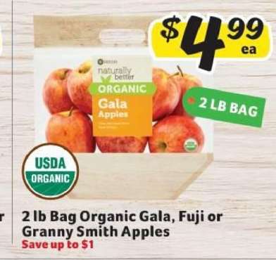2 lb Bag Organic Gala, Fuji or Granny Smith Apples