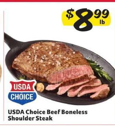 USDA Choice Beef Boneless Shoulder Steak
