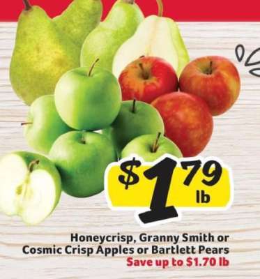 Honeycrisp, Granny Smith or Cosmic Crisp Apples or Bartlett Pears