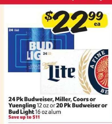 Budweiser, Miller, Coors, Yuengling, Bud Light