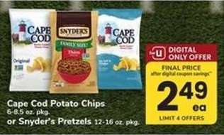 Cape Cod Potato Chips or Snyder's Pretzels