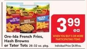 Ore-Ida French Fries, Hash Browns or Tater Tots