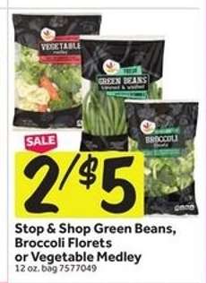 Stop & Shop Green Beans, Broccoli Florets or Vegetable Medley