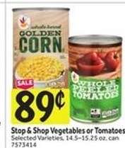Stop & Shop Vegetables or Tomatoes