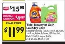Tide, Downy or Gain Laundry Care