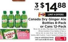 Canada Dry Ginger Ale Bottles 8-Pack or Cans 12-Pack