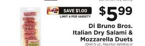 Di Bruno Bros. Italian Dry Salami & Mozzarella Duets