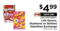 Life Savers, Starburst or Skittles Valentine Exchange