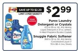 Purex Laundry Detergent or Crystals, Snuggle Fabric Softener