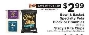 Bowl & Basket Specialty Feta Block or Crumbles / Stacy's Pita Chips