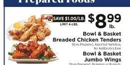 Bowl & Basket Breaded Chicken Tenders / Bowl & Basket Jumbo Wings