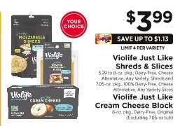 Violife Just Like Shreds & Slices / Cream Cheese Block