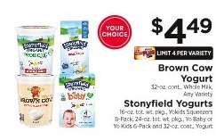 Brown Cow Yogurt / Stonyfield Yogurts