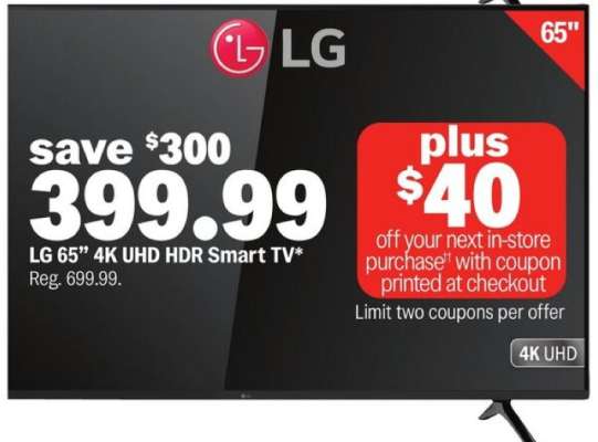 LG 65" 4K UHD HDR Smart TV*