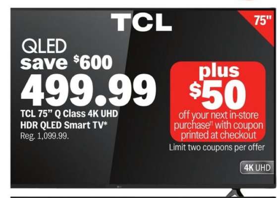 TCL 75” Q Class 4K UHD HDR QLED Smart TV