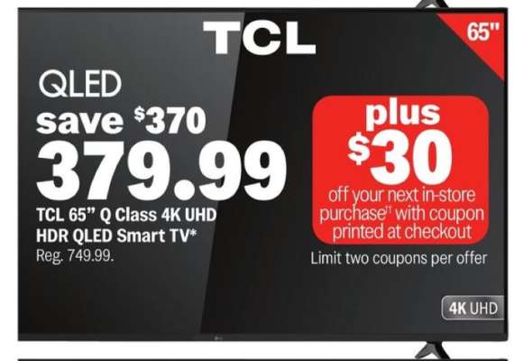 TCL 65” Q Class 4K UHD HDR QLED Smart TV